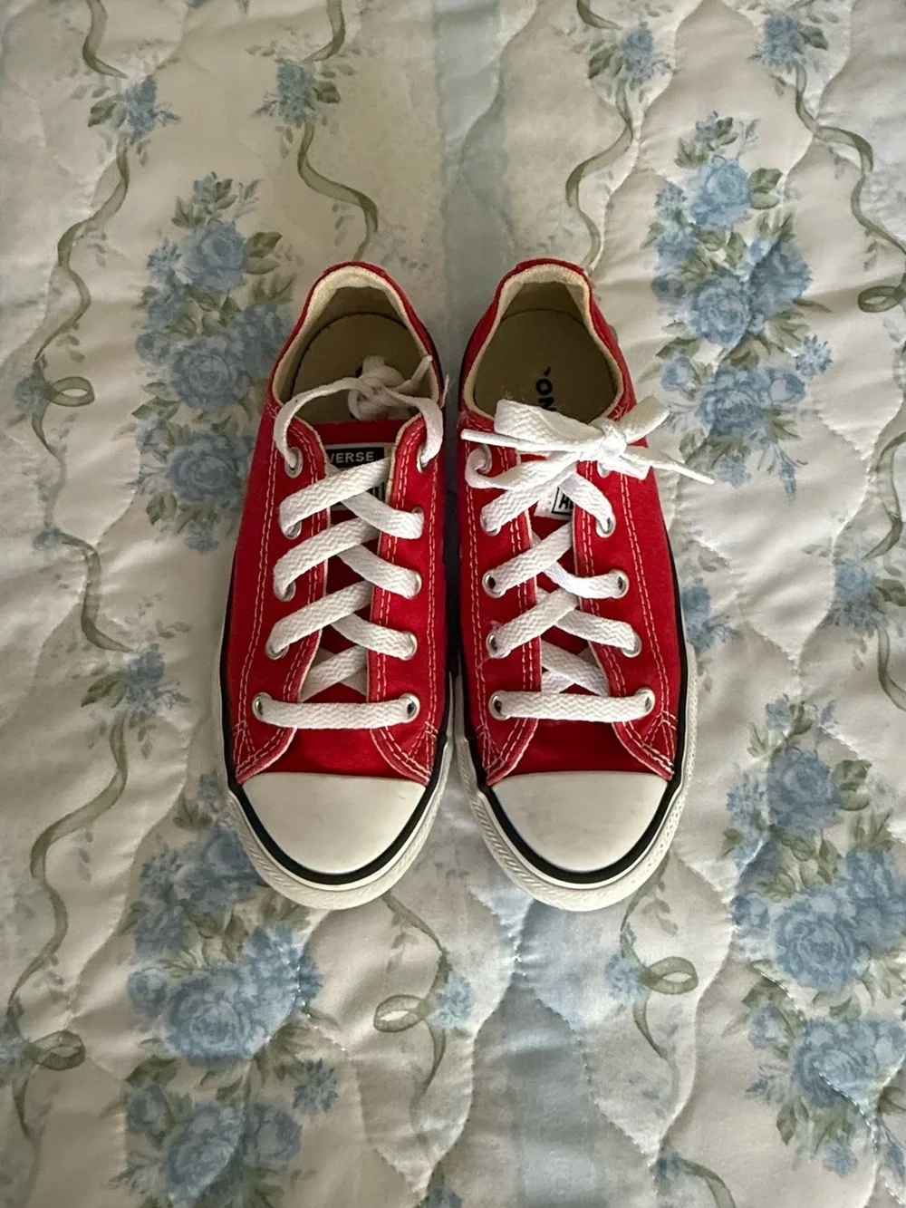 Converse Kids Red Low Top Sneakers with White Accents
